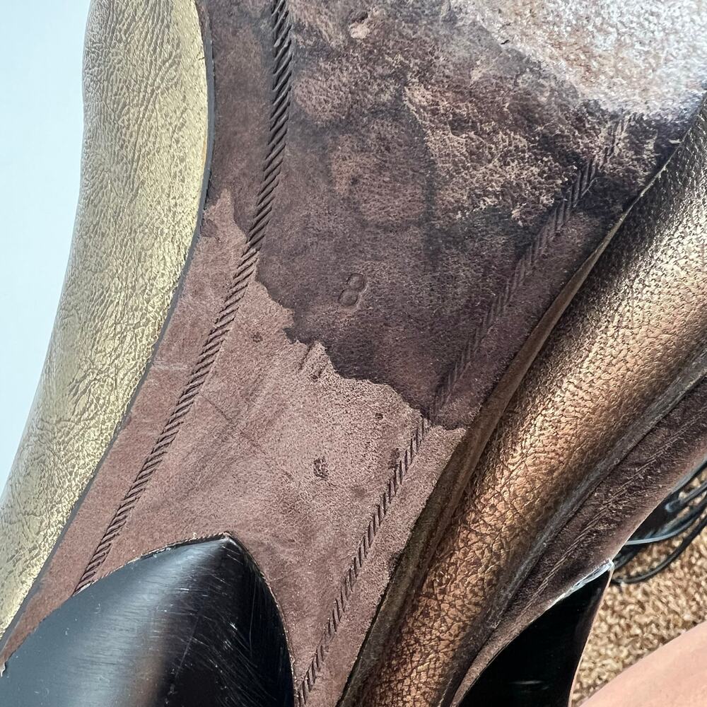 Donald J. Pliner Salona leather bronze metallic bootie gold stilletto size 8 - Picture 8 of 12